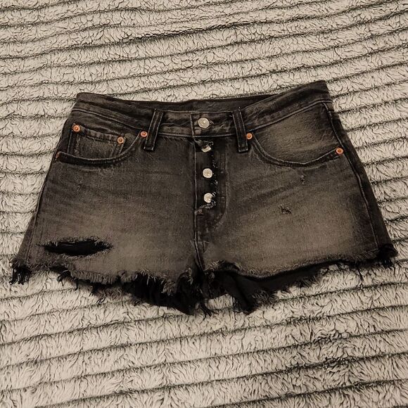 Levi's Pants - Blackish gray high waist exposed button fly Levi's 501 shorts size 27